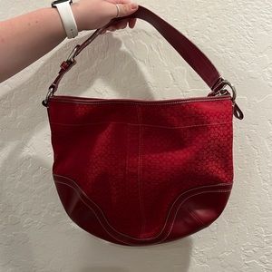 Red coach saddle purse